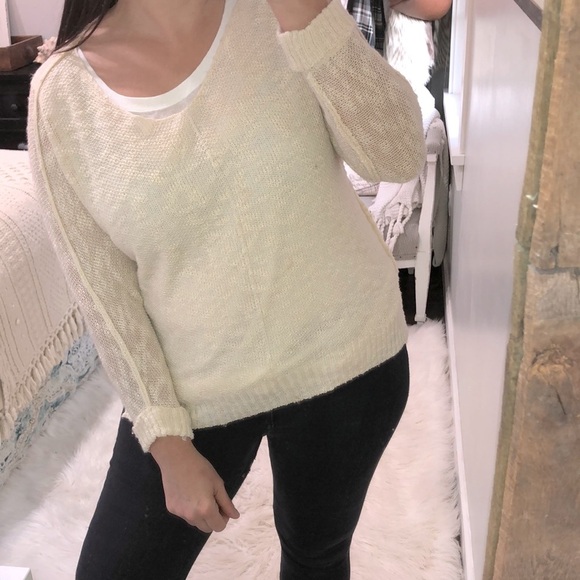 Main Strip size small ivory lightweight lightly sheer sweater - Picture 2 of 5